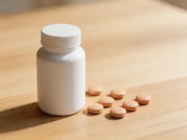 Glucosamine supplement bottle with tablets